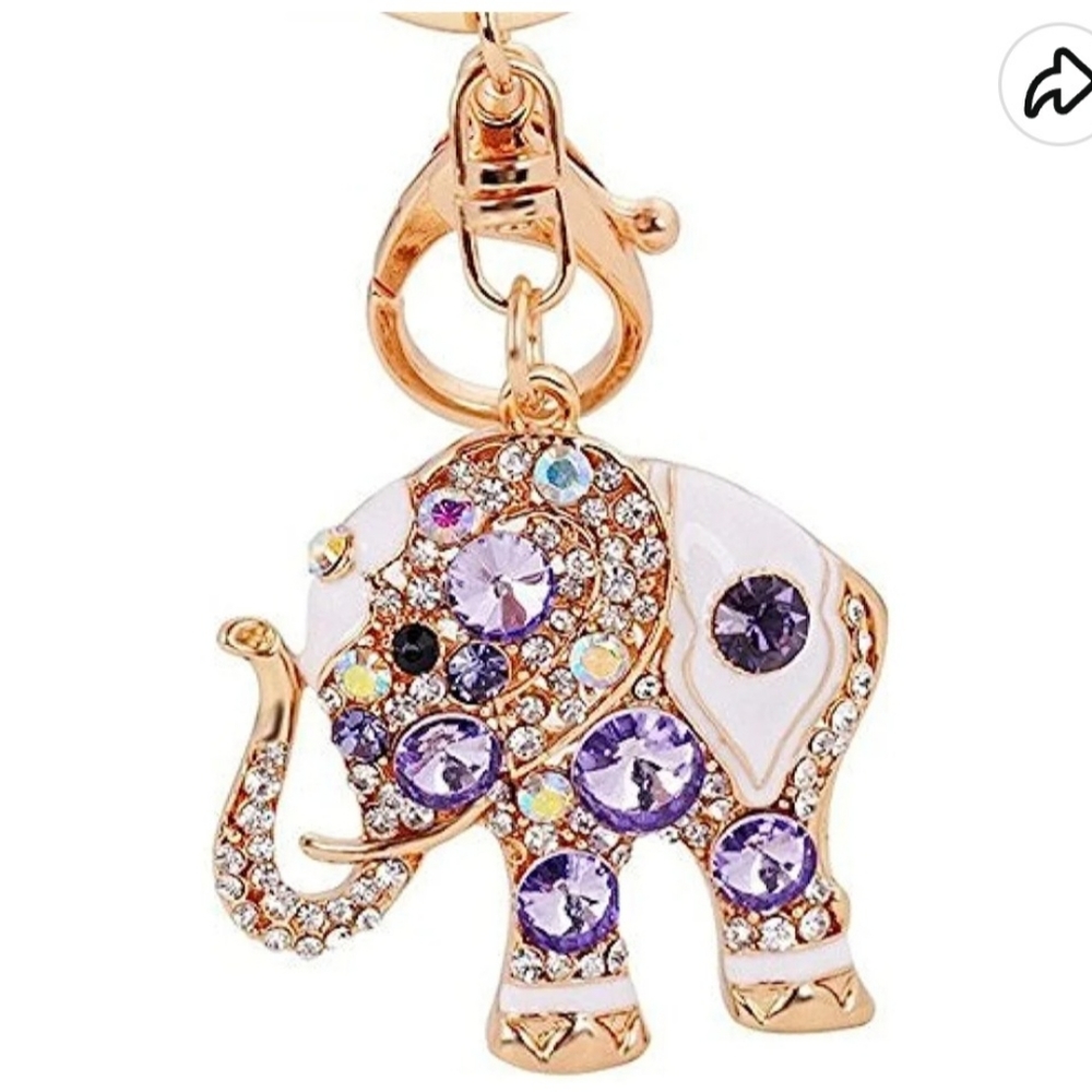 Bejeweled Luxury Lucky Elephant Opal Rhinestone Keychain